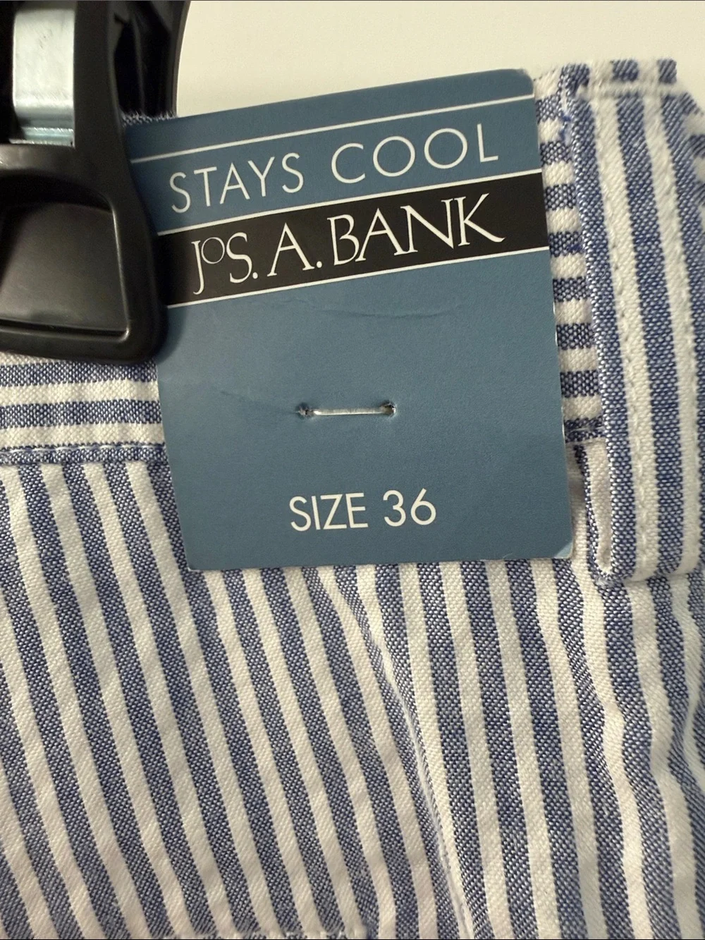 Jos. A Bank "Stay Cool" Seersucker Stripe Men’s Shorts - Blue/White - Picture 6 of 10